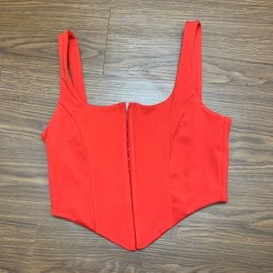 Red clasp corset-look crop top